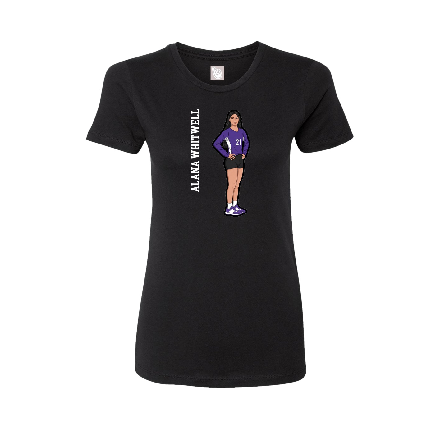 Fitted Women's Tee — Name Vertical in Black