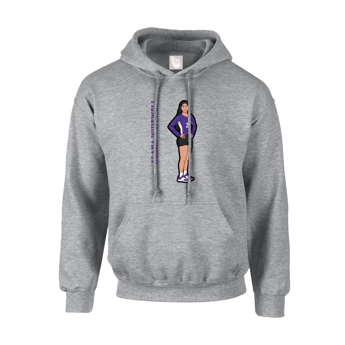 Youth Hoodie — Name Vertical in Grey