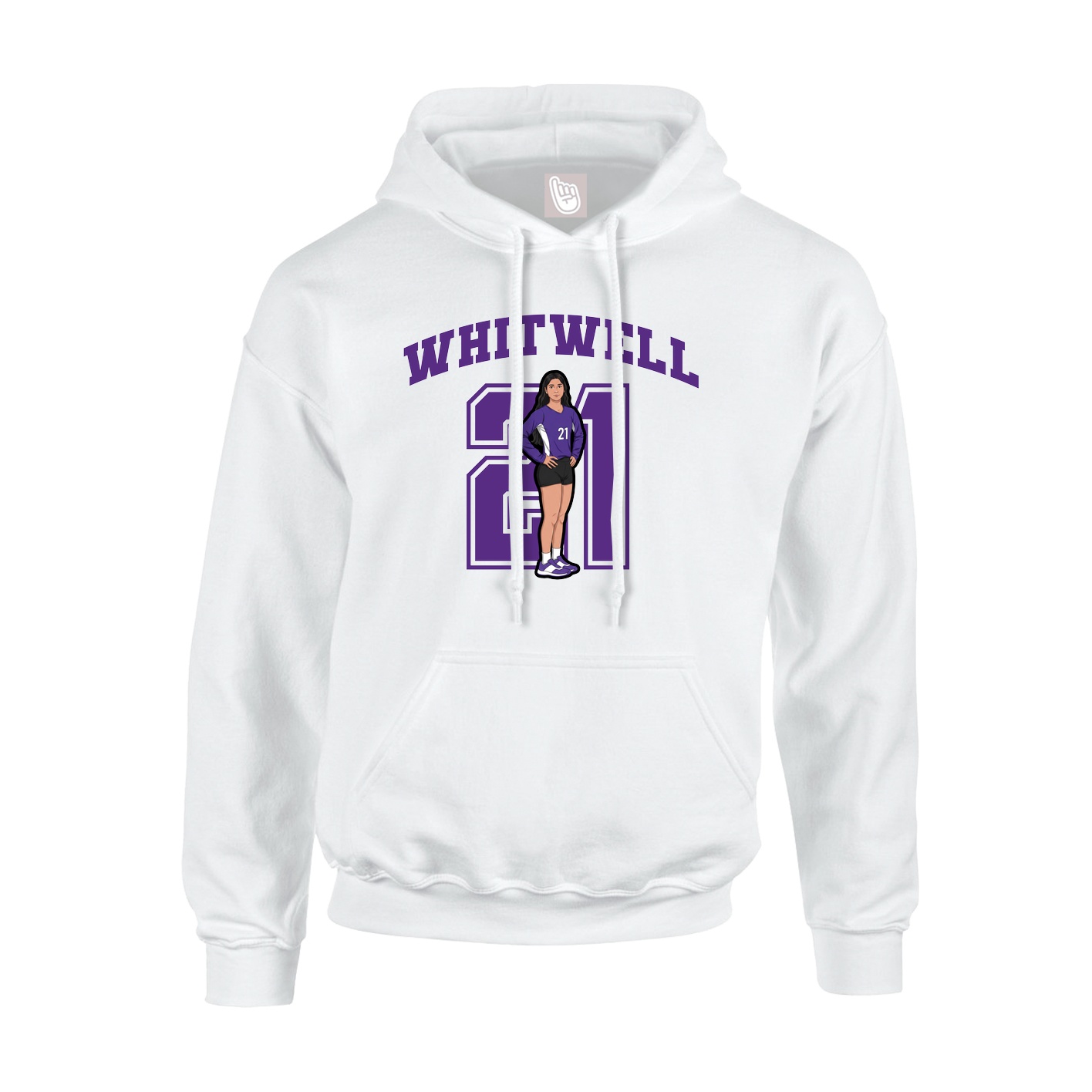 Youth Hoodie — Number in White