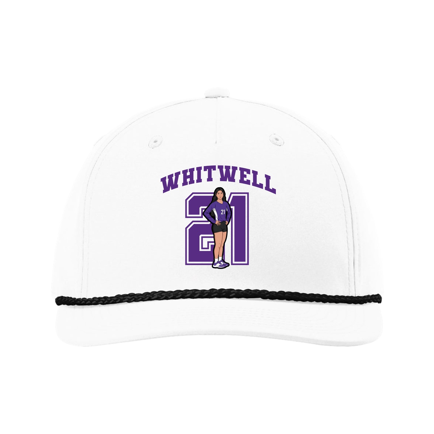 Five-Panel Classic Rope Cap — Number in White
