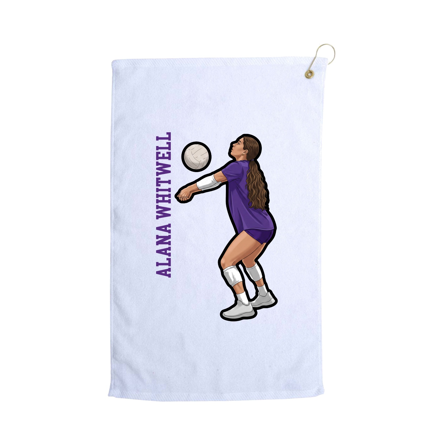 Golf Towel — Name Vertical in White