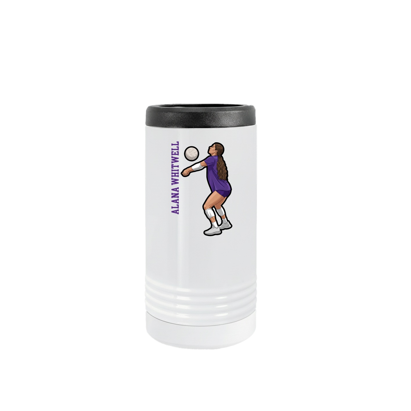 Slim Beverage Holder — Name Vertical in White