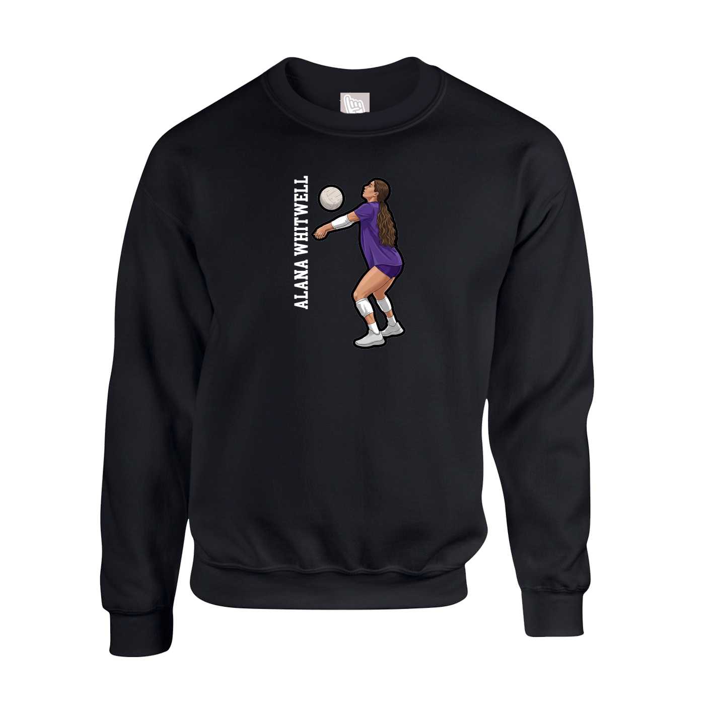 Fleece Crew — Name Vertical in Black
