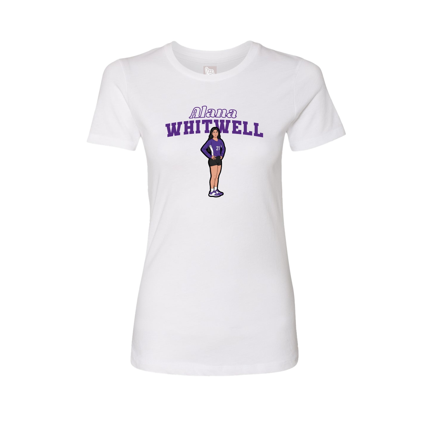 Fitted Women's Tee — Name Arch in White