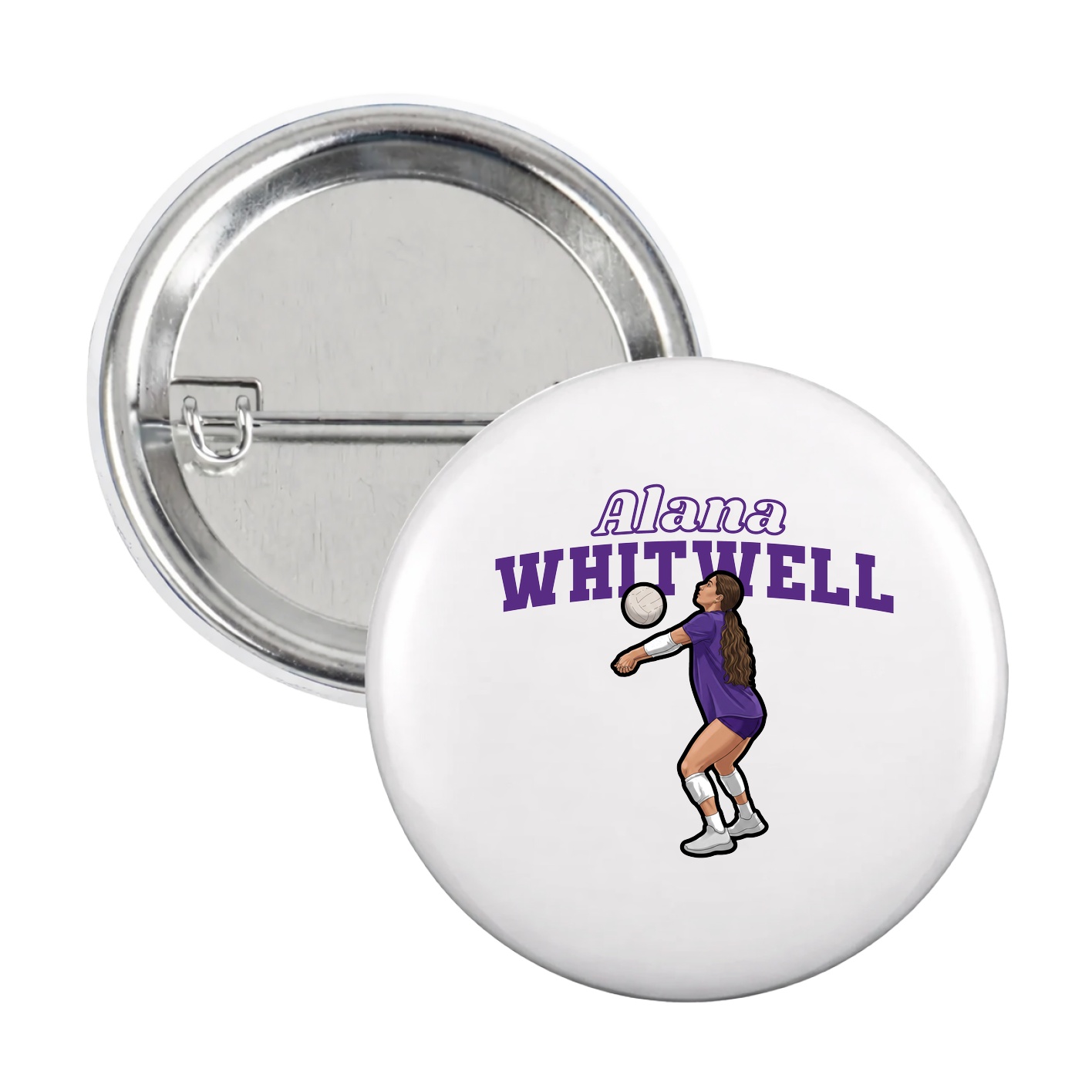 Game Day Button — Name Arch in White