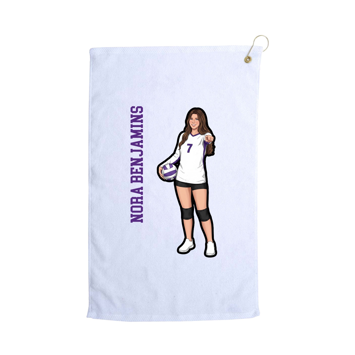 Golf Towel — Name Vertical in White
