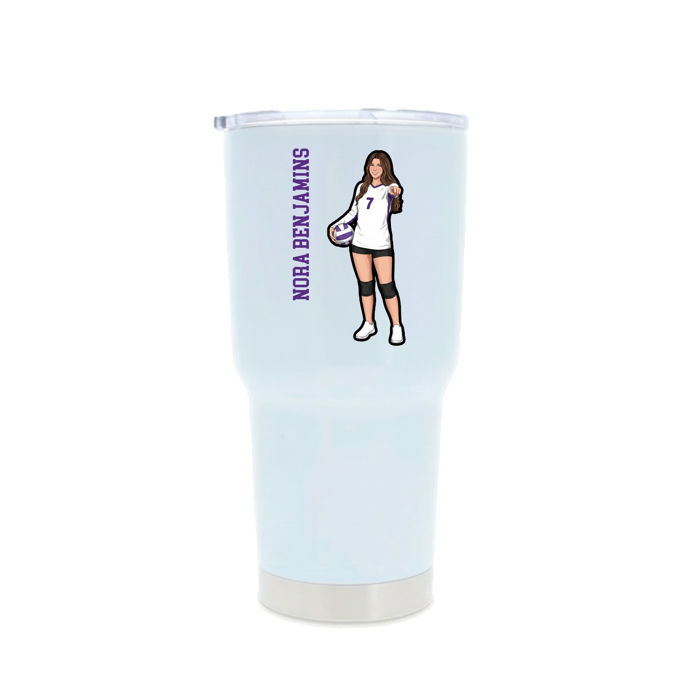 30oz Stainless Steel Tumbler — Name Vertical in White