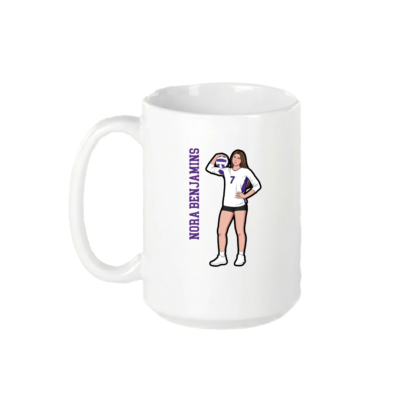 15oz Coffee Mug — Name Vertical in White