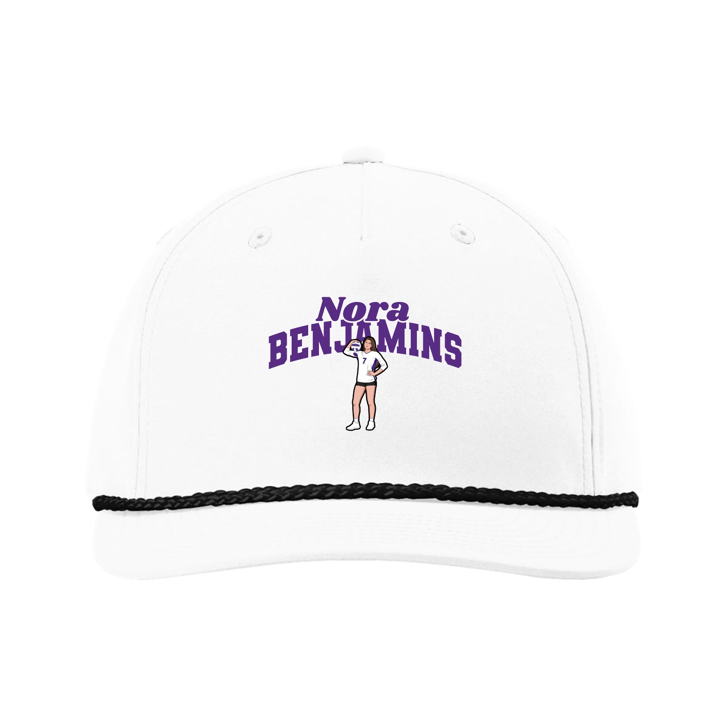 Five-Panel Classic Rope Cap — Signature Arch in White