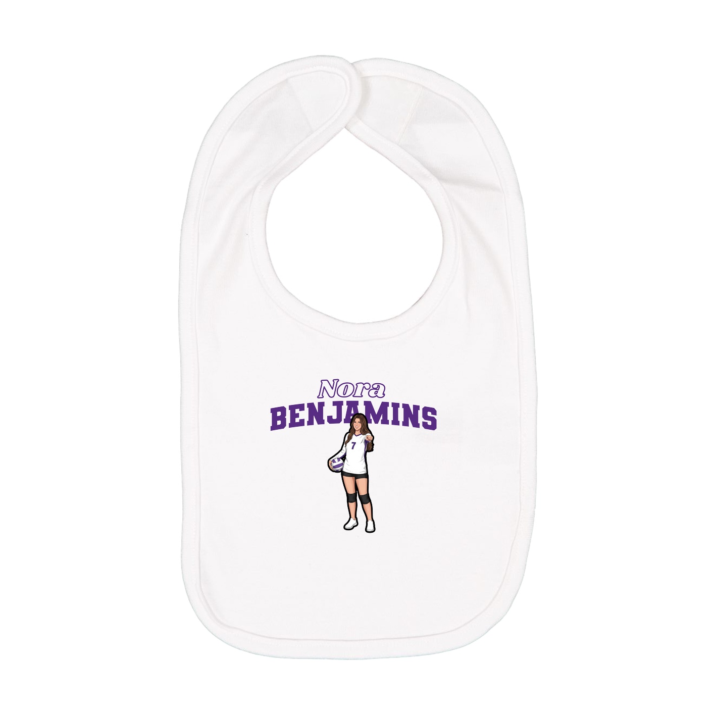 Infant Bib — Name Arch in White