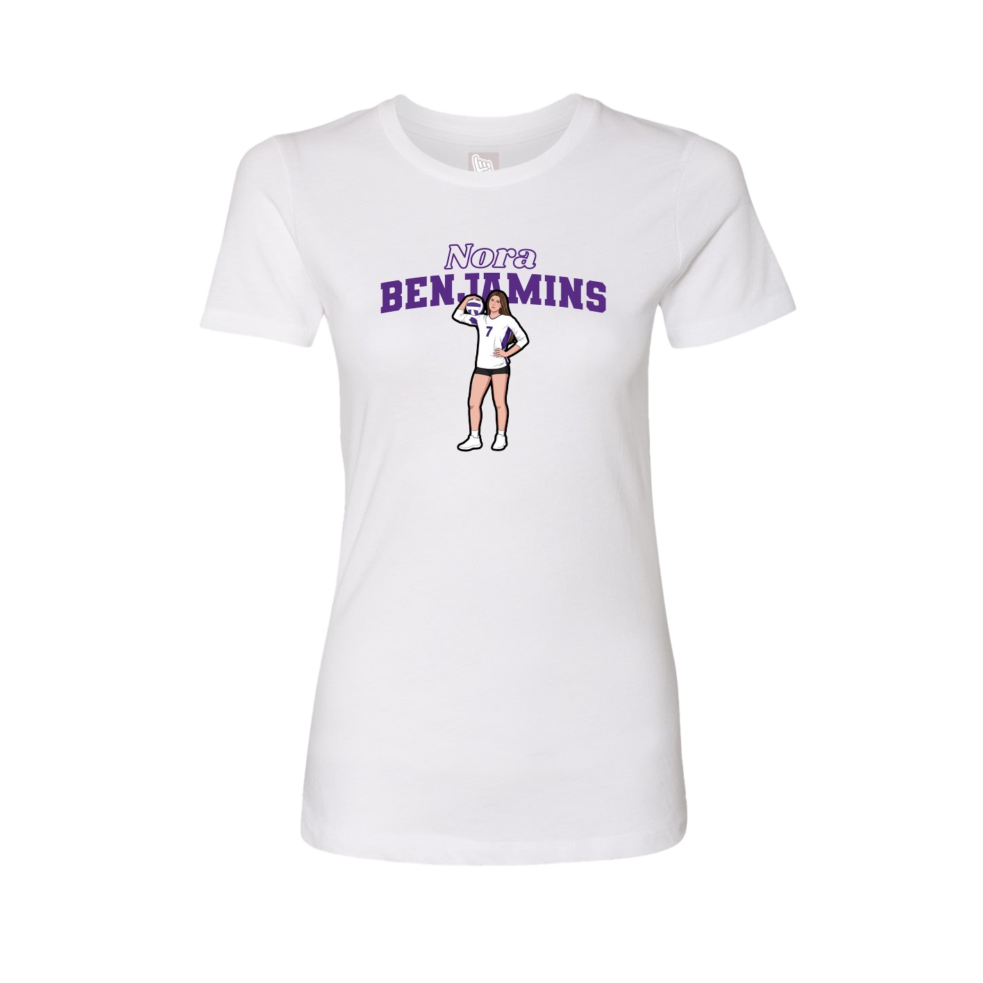 Fitted Women's Tee — Name Arch in White