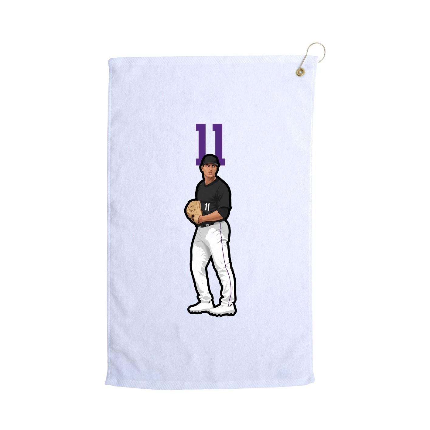 Golf Towel — Number Top in White