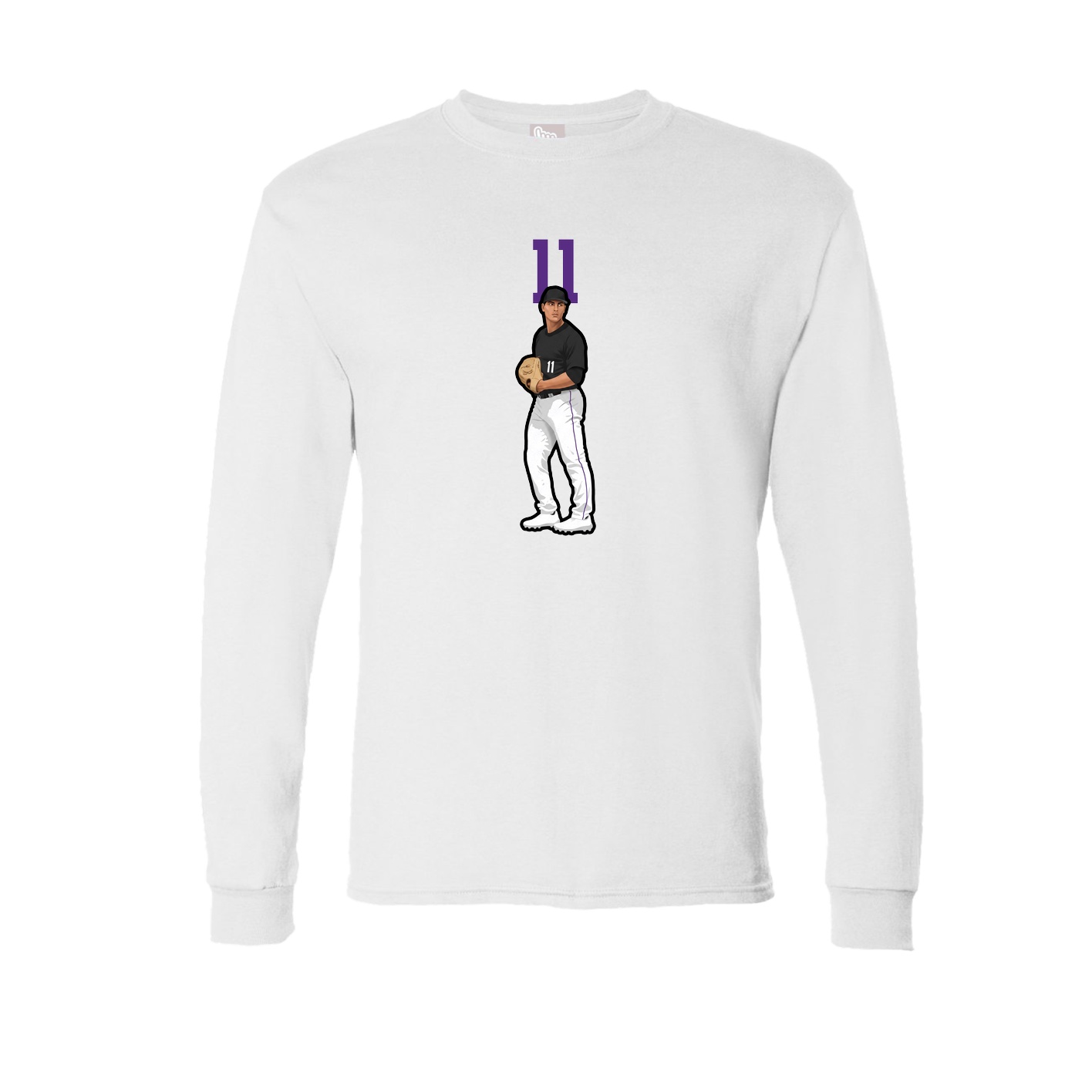 Long Sleeve Tee — Number Top in White