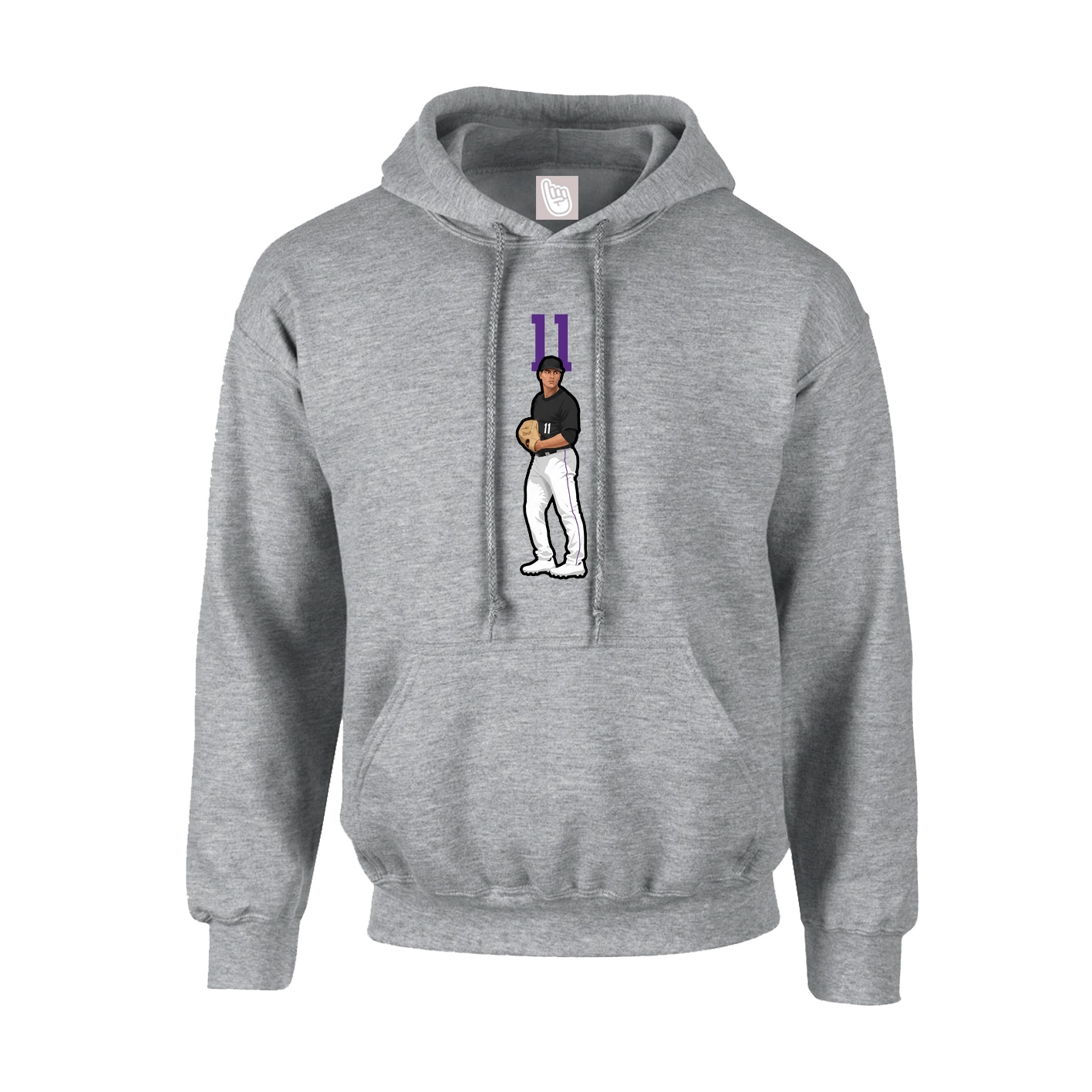 Youth Hoodie — Number Top in Grey