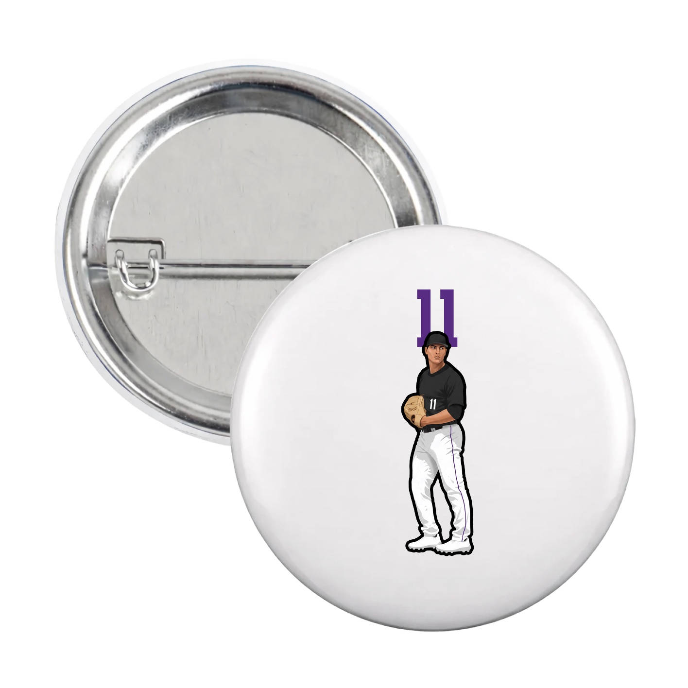 Game Day Button — Number Top in White