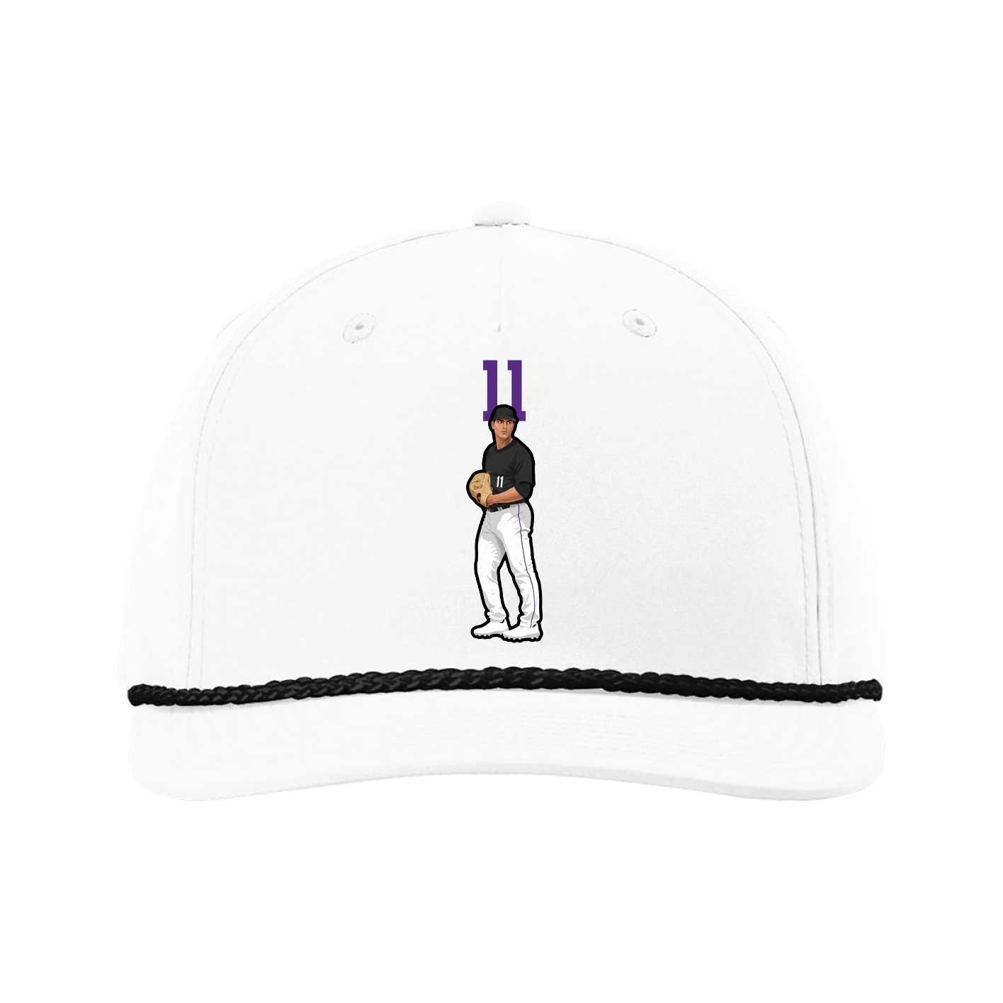 Five-Panel Classic Rope Cap — Number Top in White