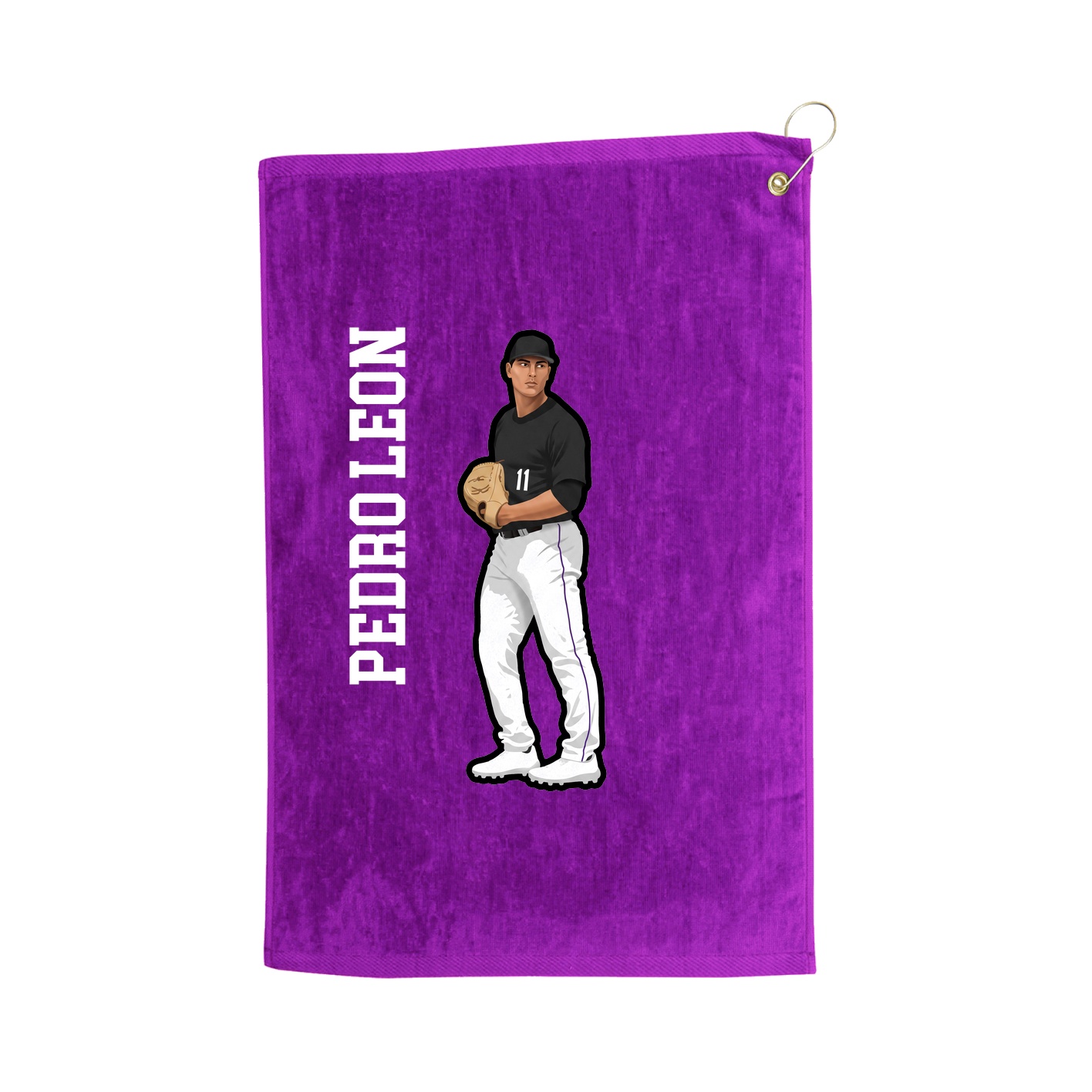Golf Towel — Name Vertical in Purple