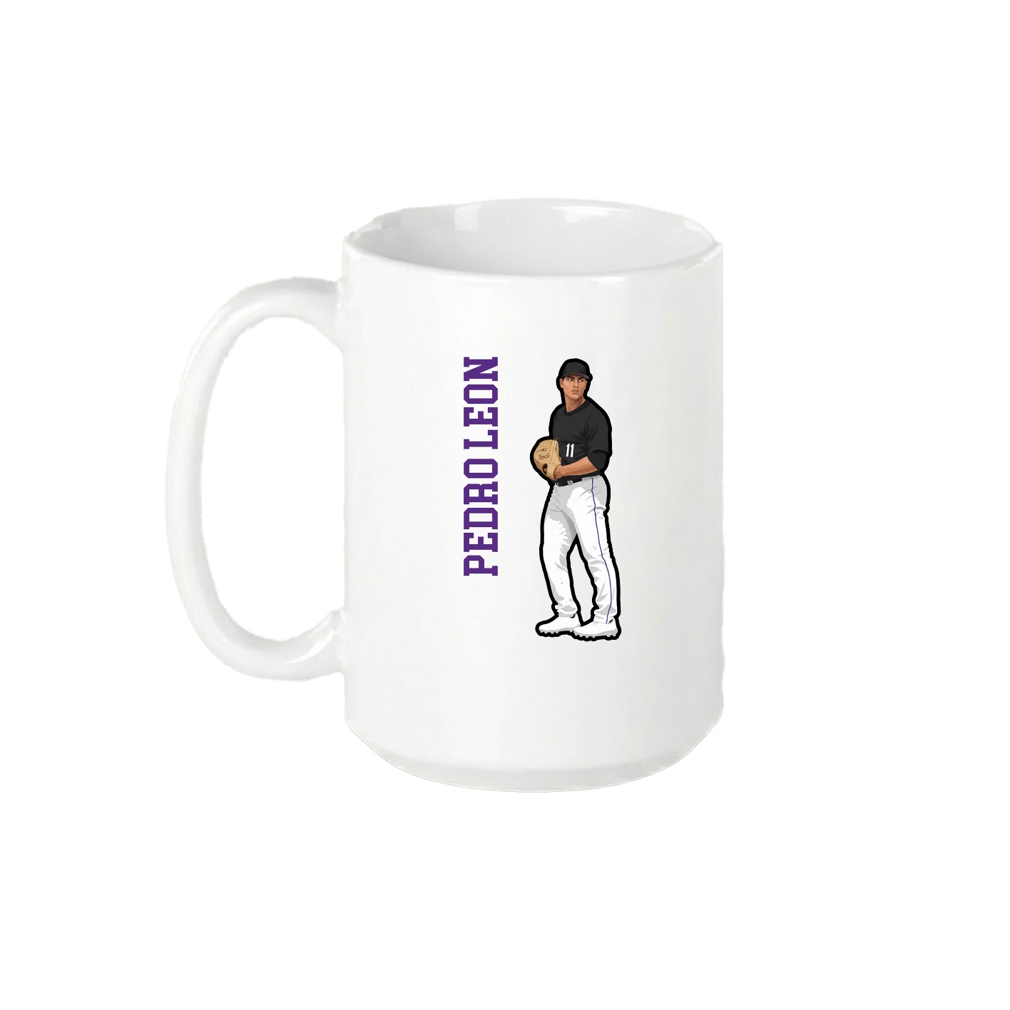 15oz Coffee Mug — Name Vertical in White