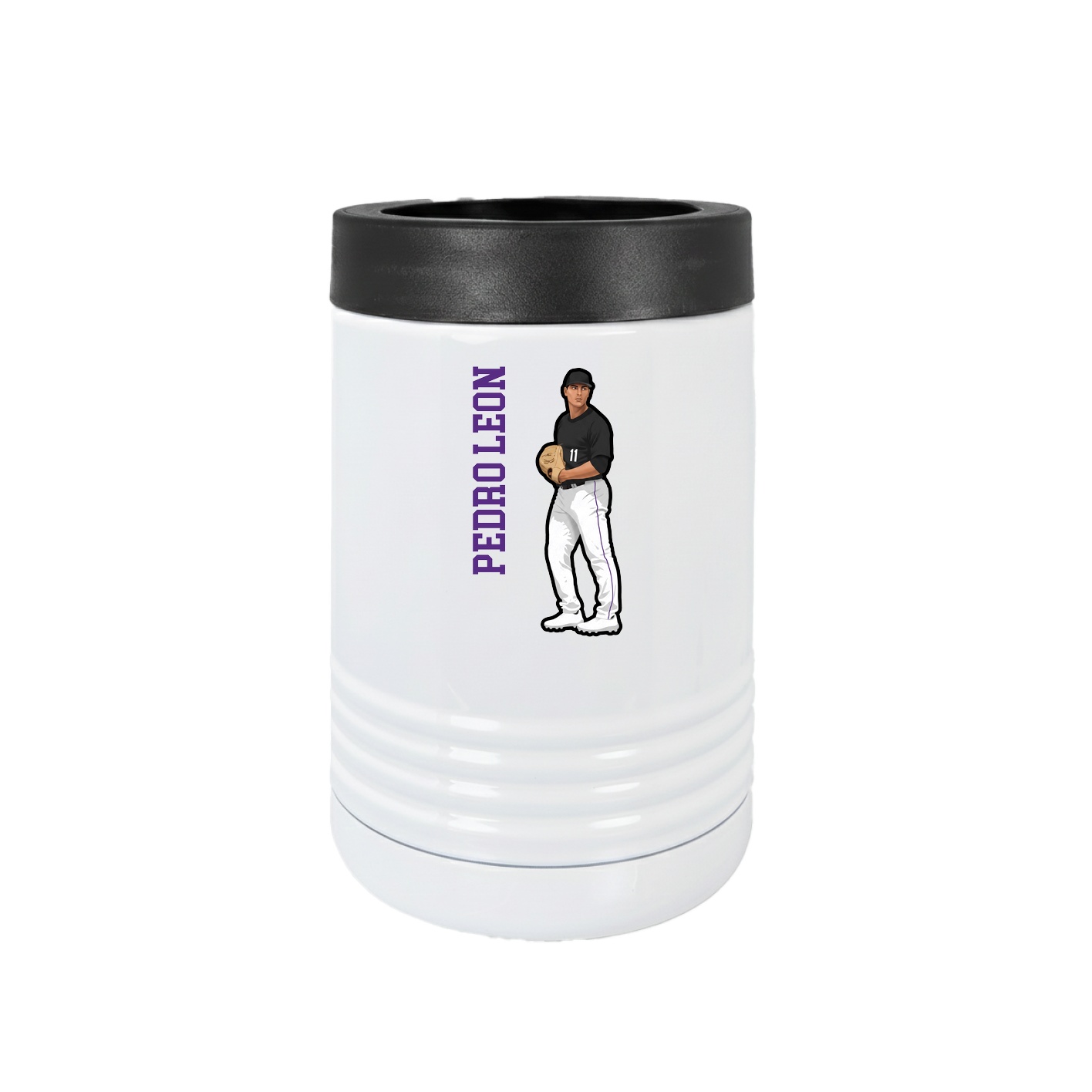 Beverage Holder — Name Vertical in White