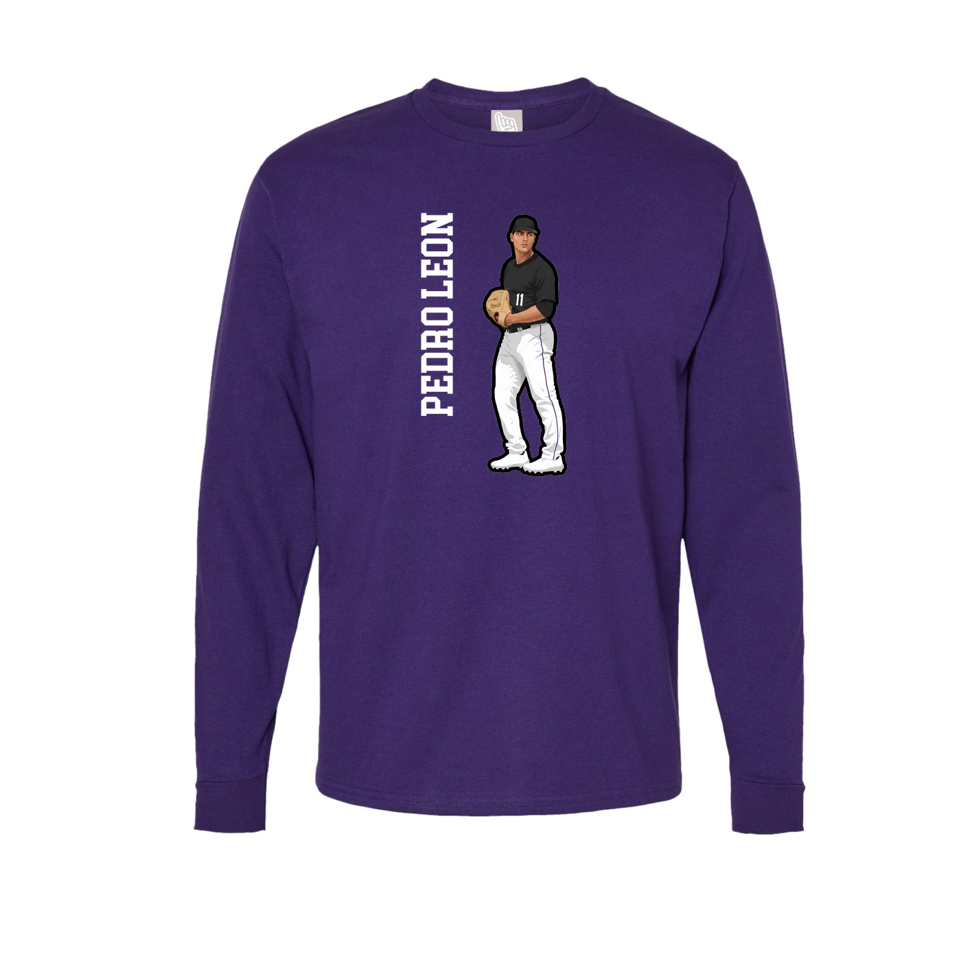 Long Sleeve Tee — Name Vertical in Purple