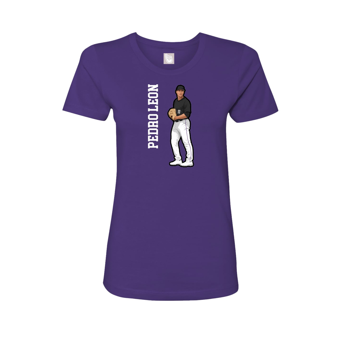 Fitted Women's Tee — Name Vertical in Purple