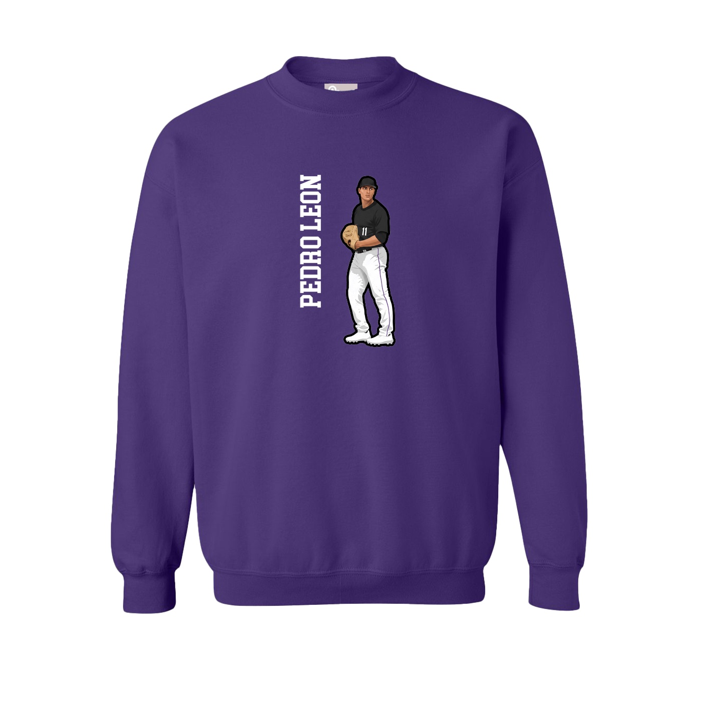 Fleece Crew — Name Vertical in Purple
