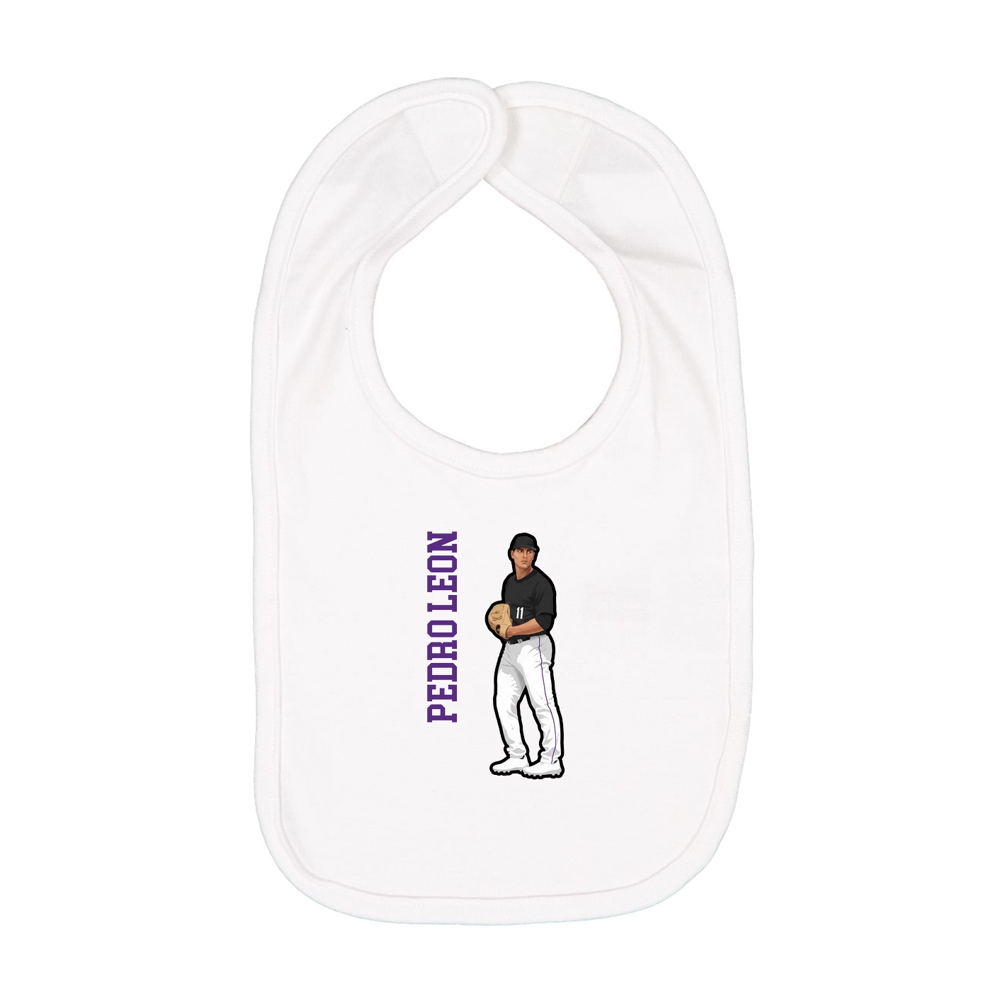 Infant Bib — Name Vertical in White