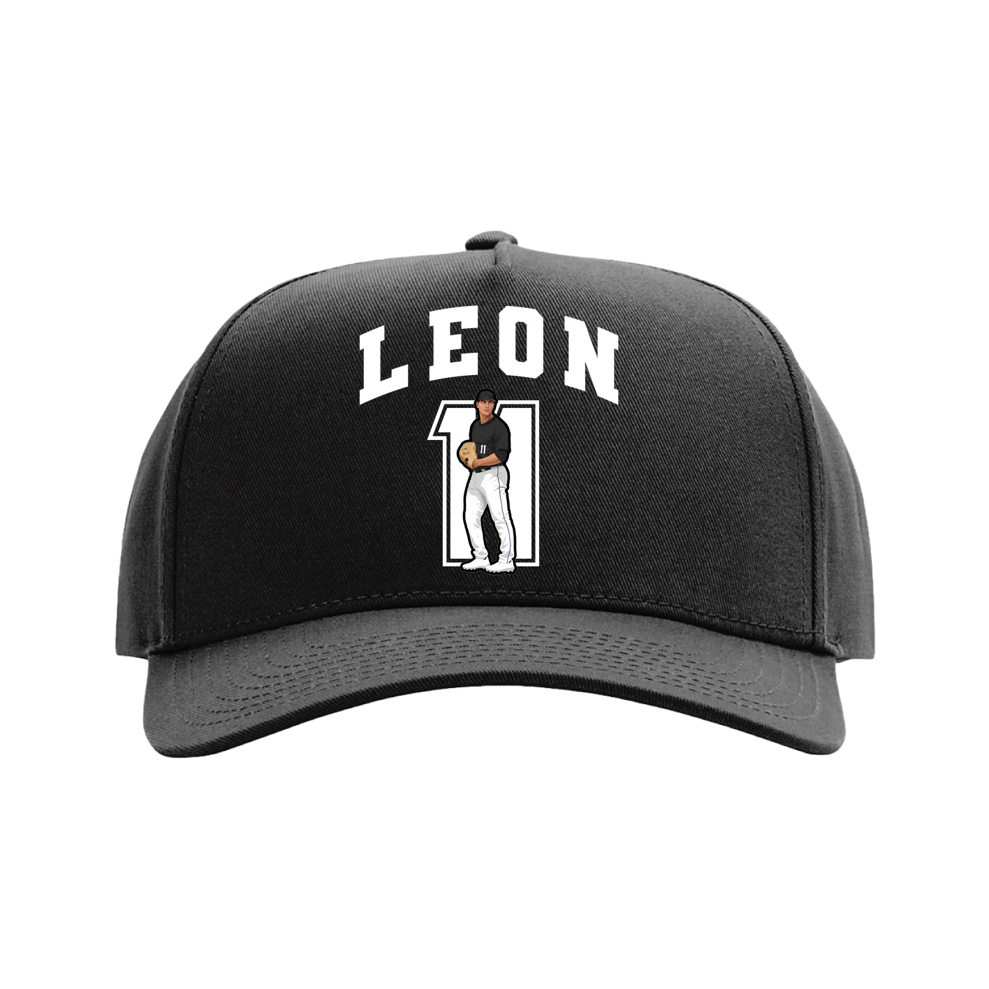 Full Fabric Five-Panel Champ Cap — Number in Black
