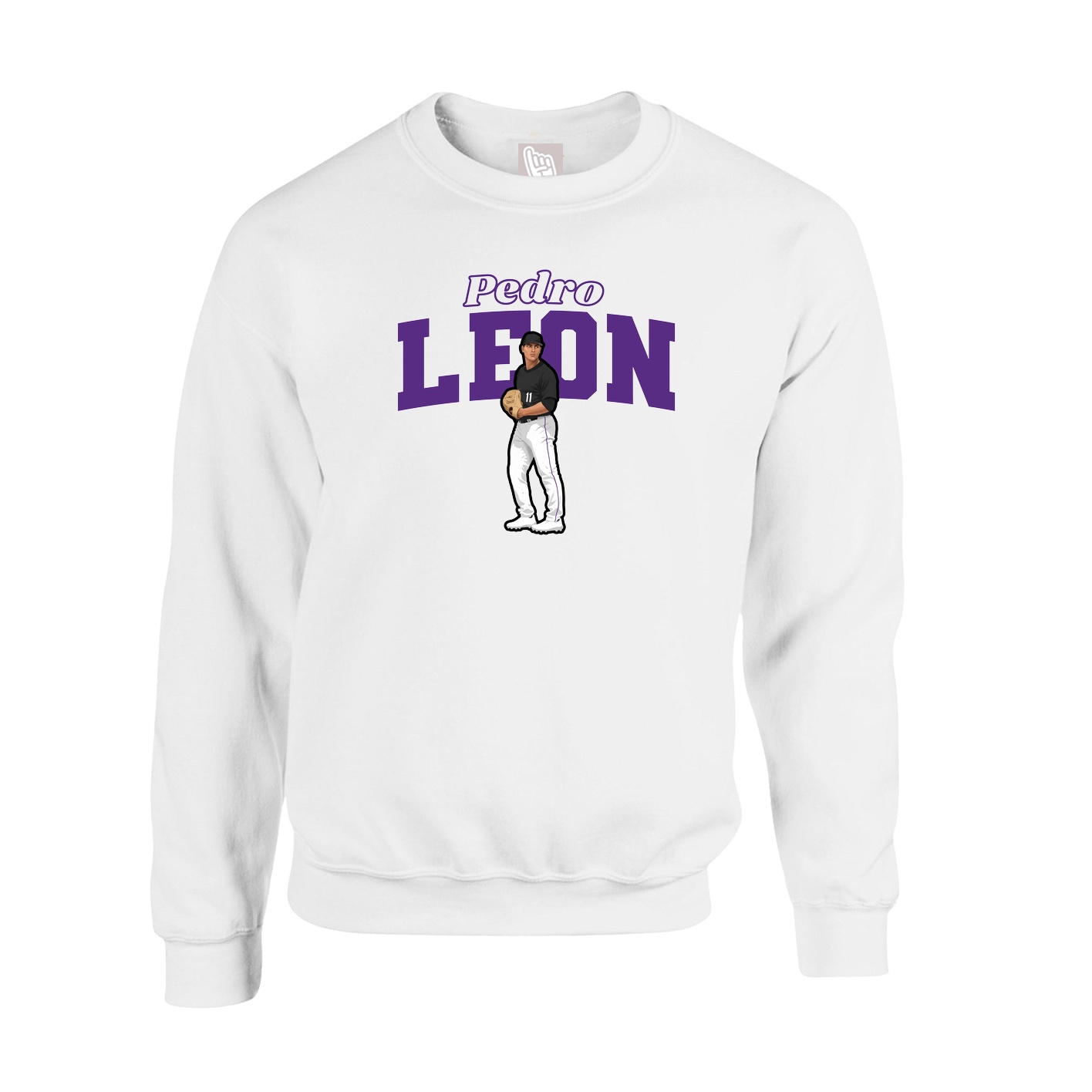 Fleece Crew — Name Arch in White