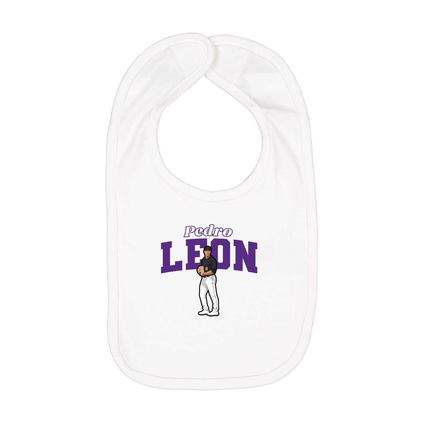 Infant Bib — Name Arch in White