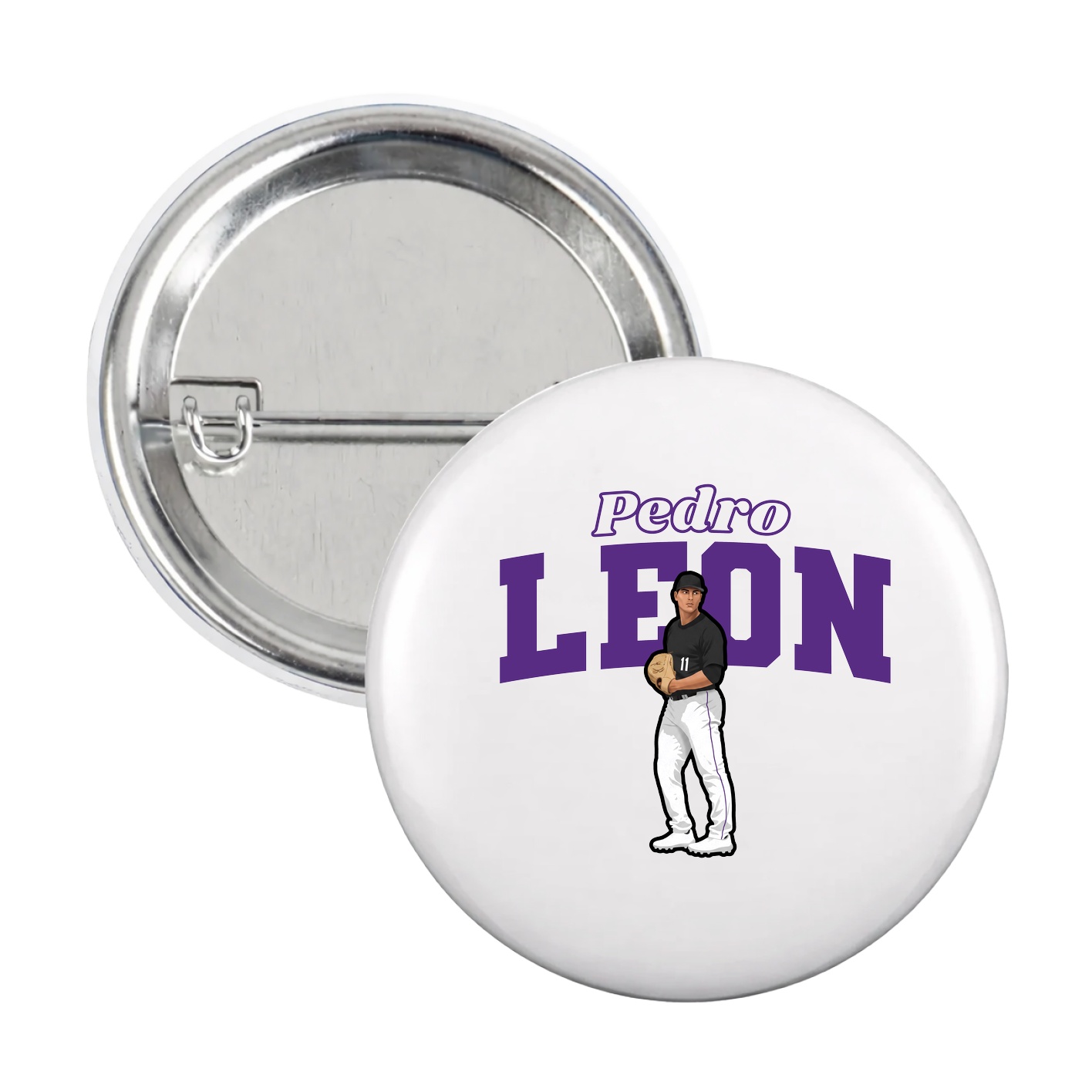 Game Day Button — Name Arch in White