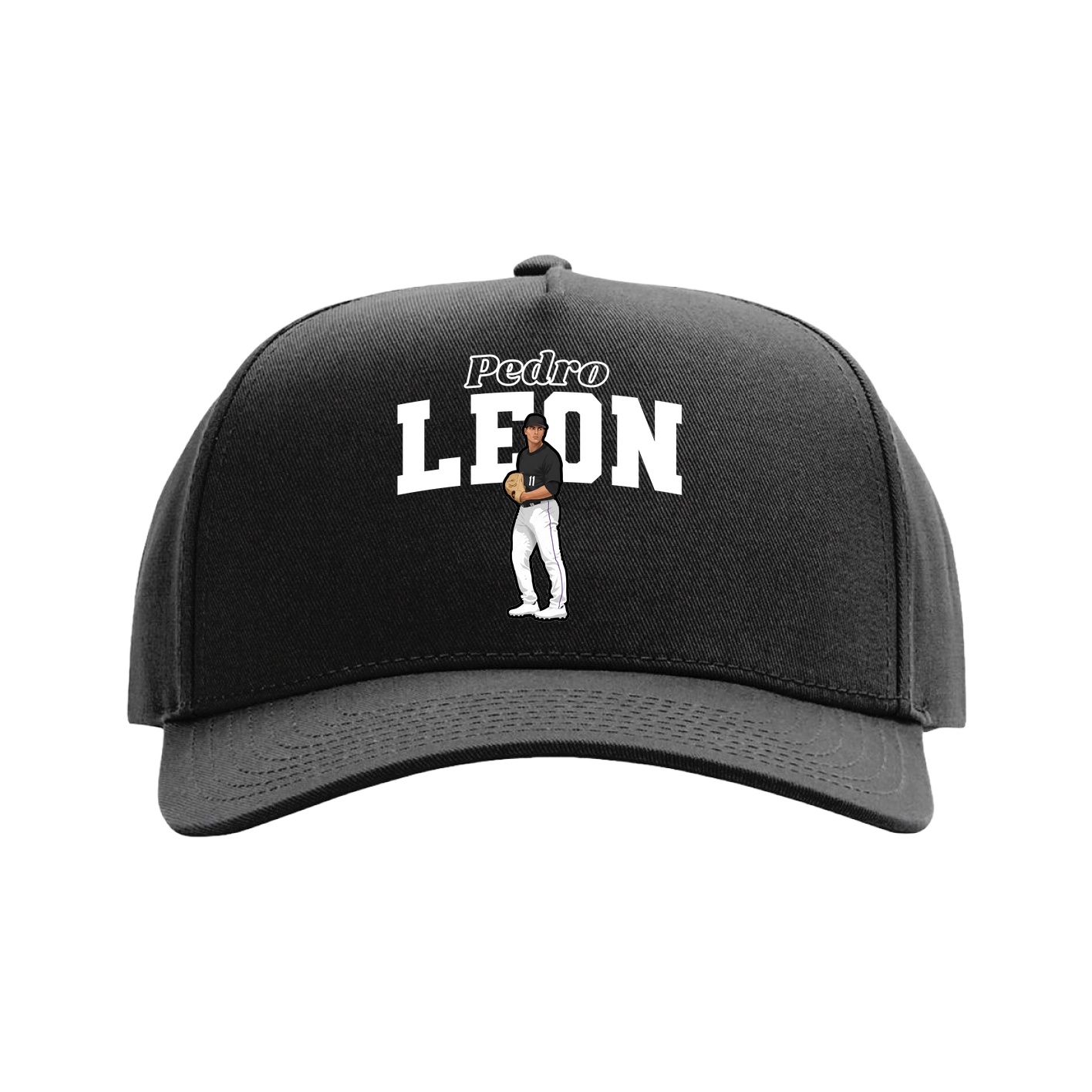 Full Fabric Five-Panel Champ Cap — Name Arch in Black