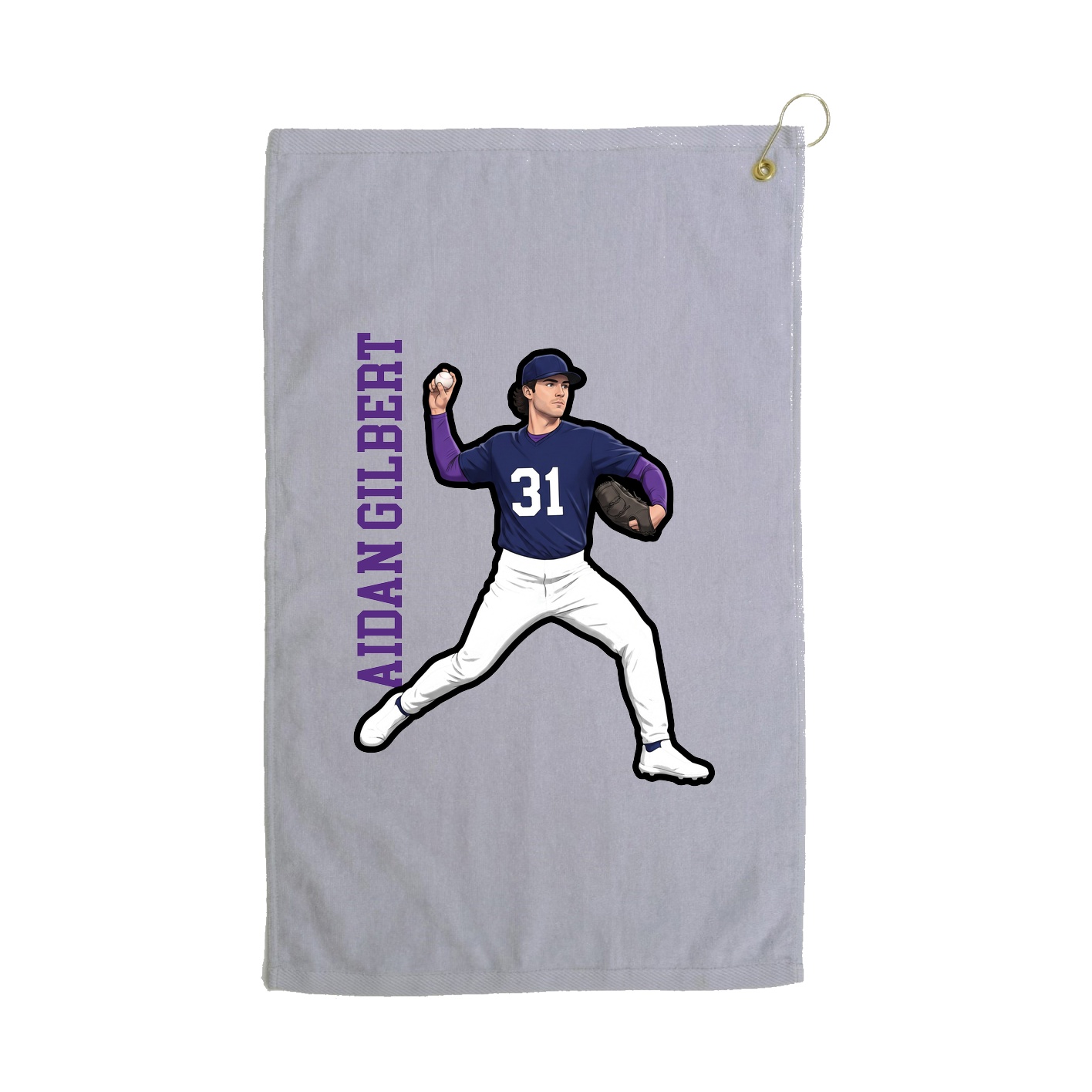 Golf Towel — Name Vertical in Grey
