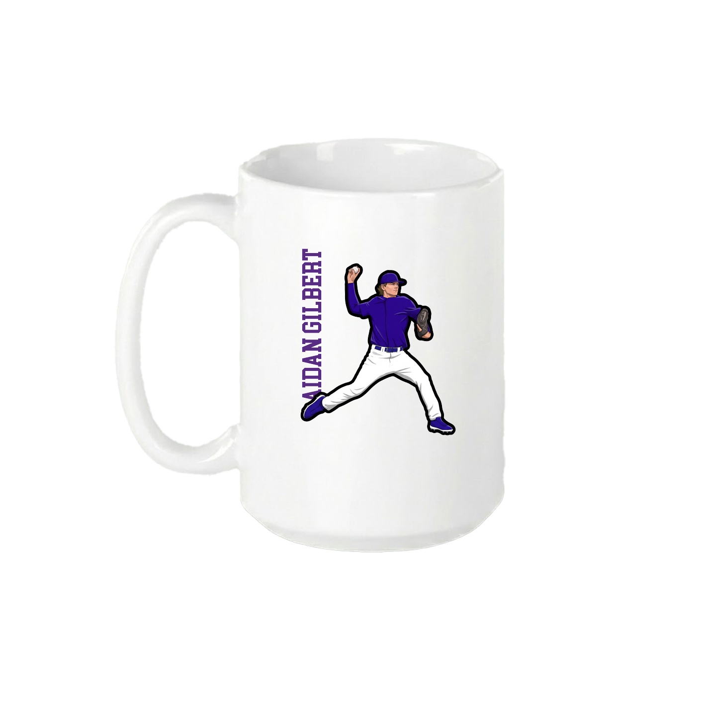 15oz Coffee Mug — Name Vertical in White