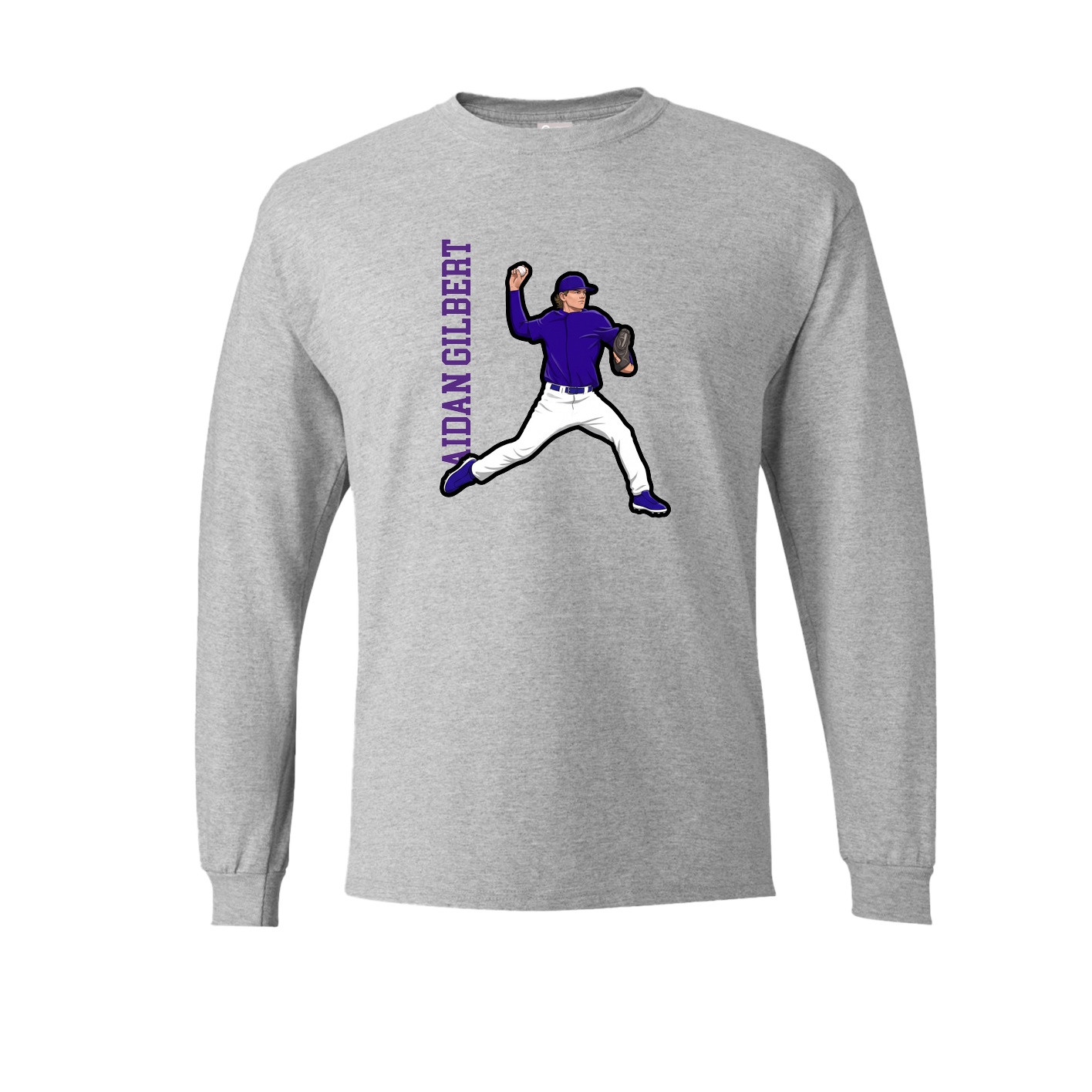 Long Sleeve Tee — Name Vertical in Grey