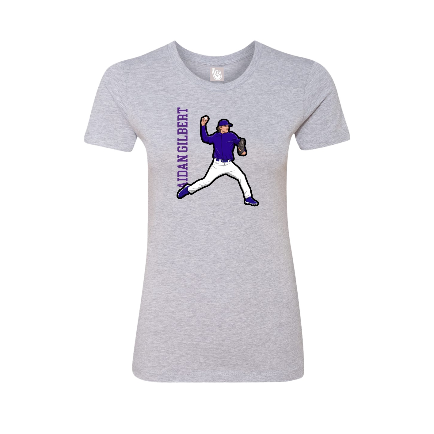 Fitted Women's Tee — Name Vertical in Grey