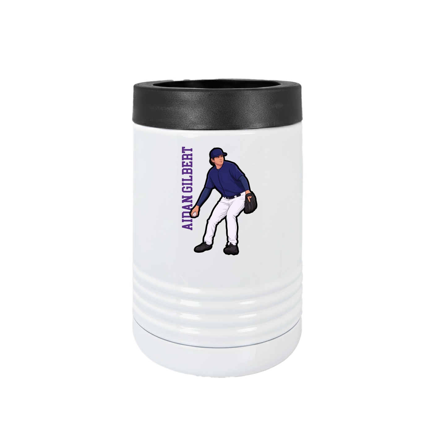 Beverage Holder — Name Vertical in White