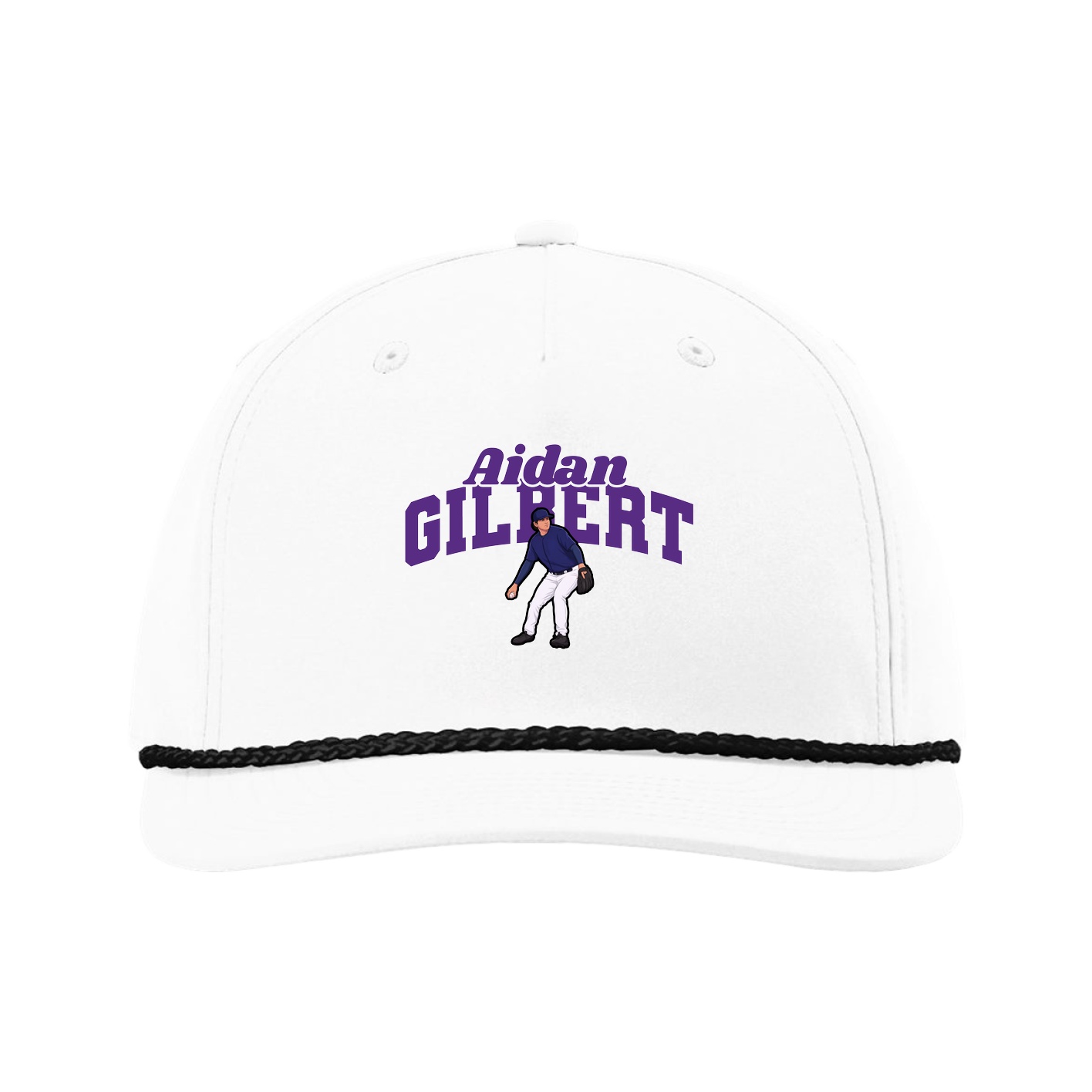 Five-Panel Classic Rope Cap — Signature Arch in White
