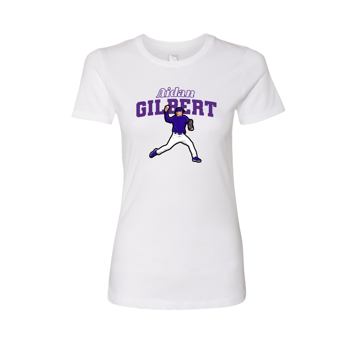 Fitted Women's Tee — Name Arch in White