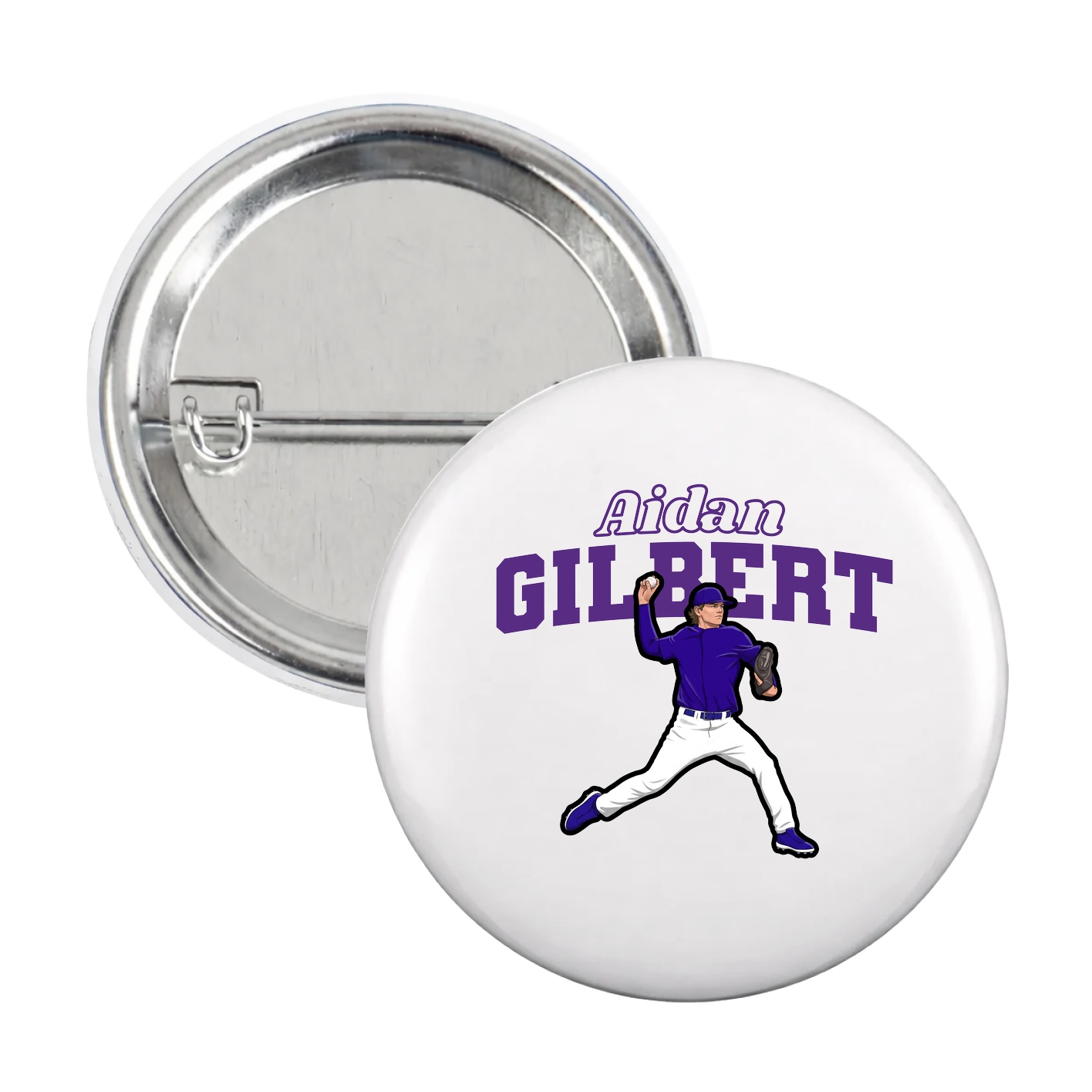 Game Day Button — Name Arch in White
