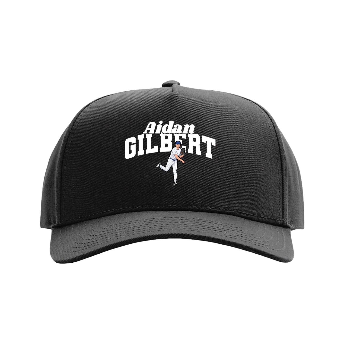 Full Fabric Five-Panel Champ Cap — Signature Arch in Black