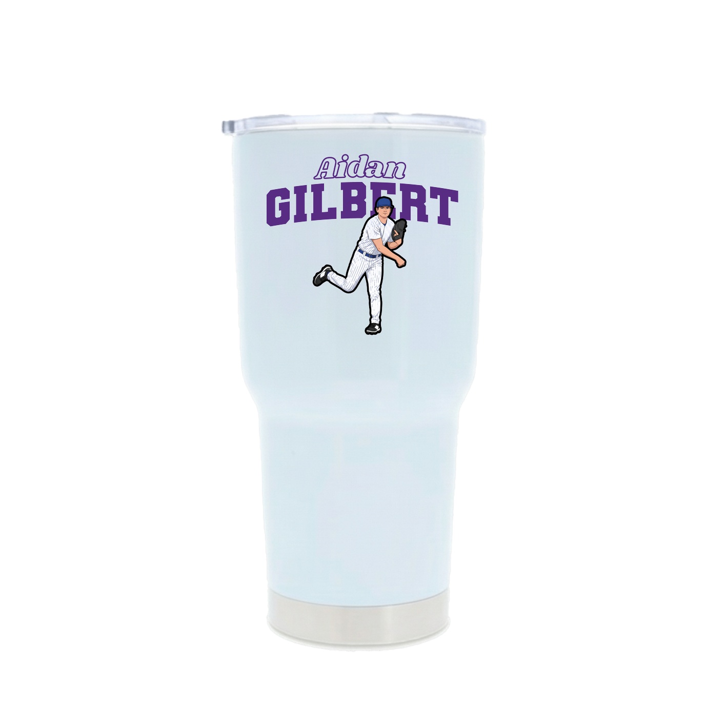 30oz Stainless Steel Tumbler — Name Arch in White