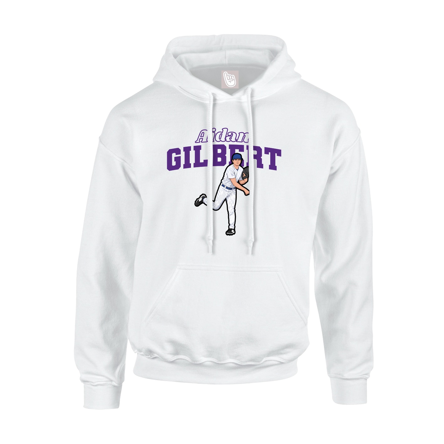 Youth Hoodie — Name Arch in White