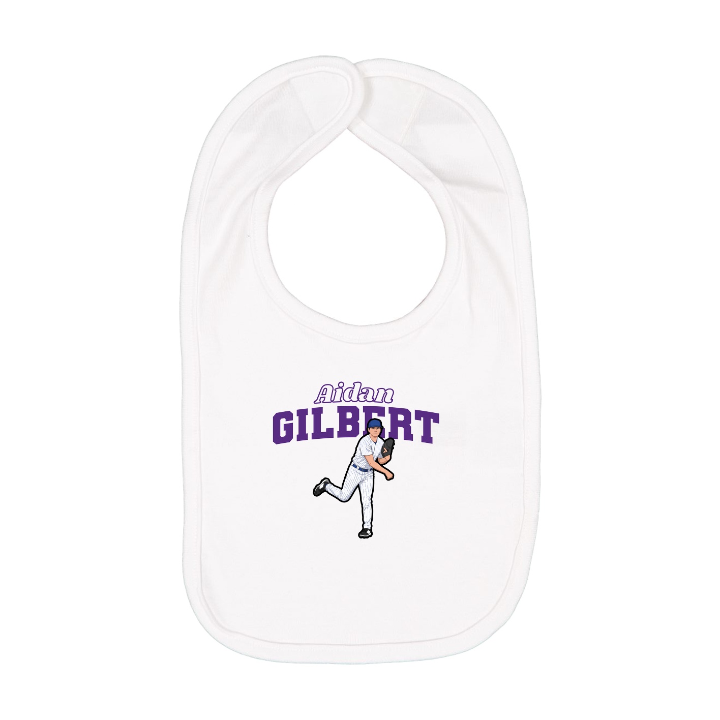 Infant Bib — Name Arch in White