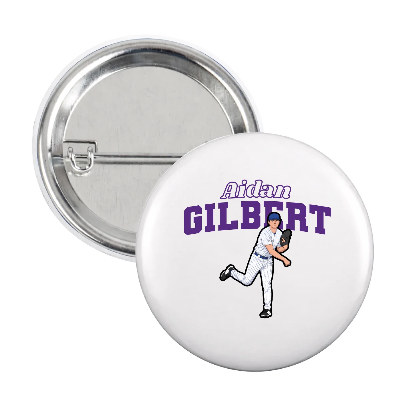 Game Day Button — Name Arch in White