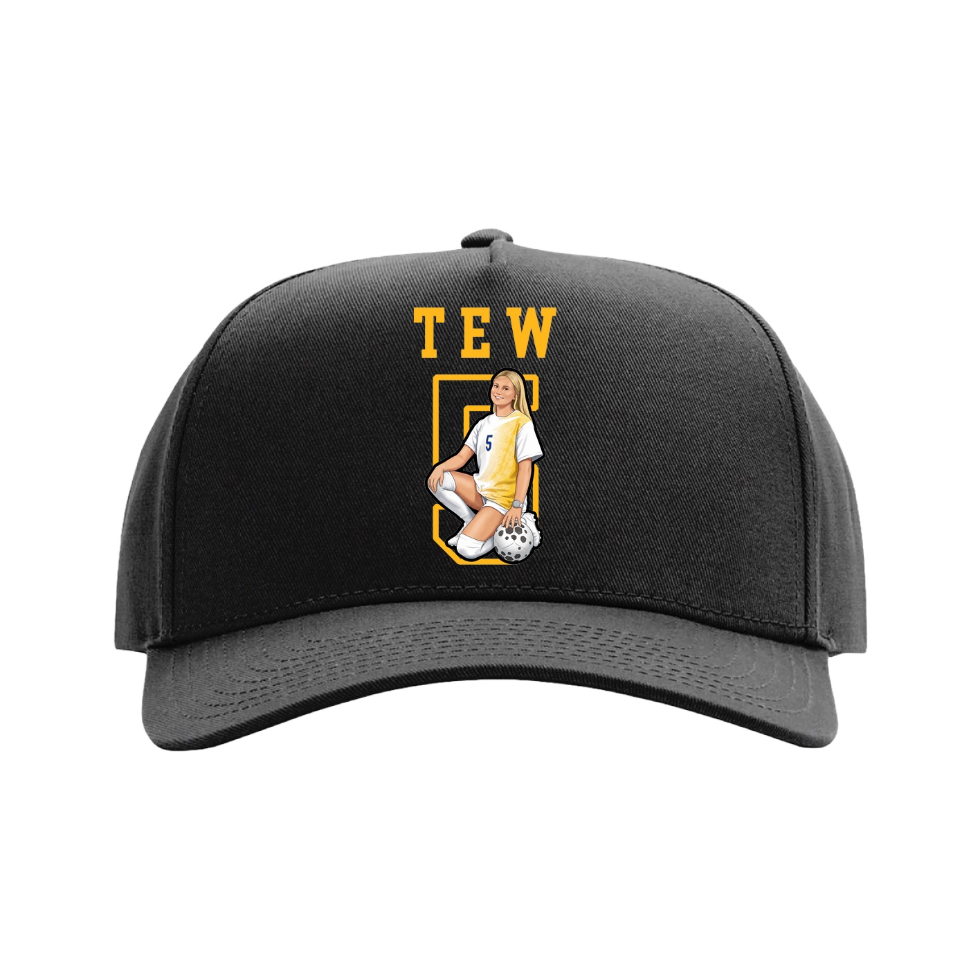 Full Fabric Five-Panel Champ Cap — Shirsey in Black