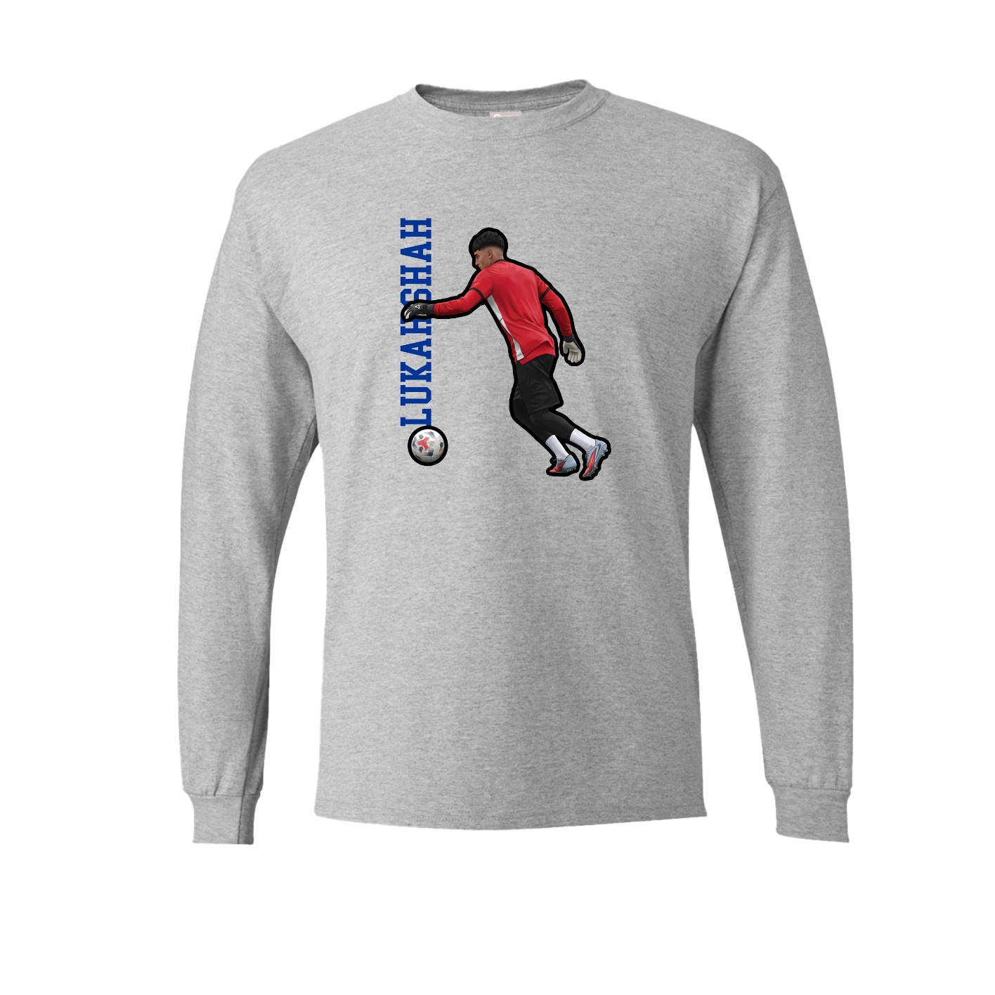 Long Sleeve Tee — Name Vertical in Grey