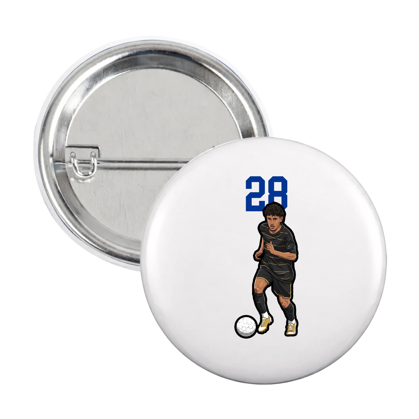 Game Day Button — Number Top in White
