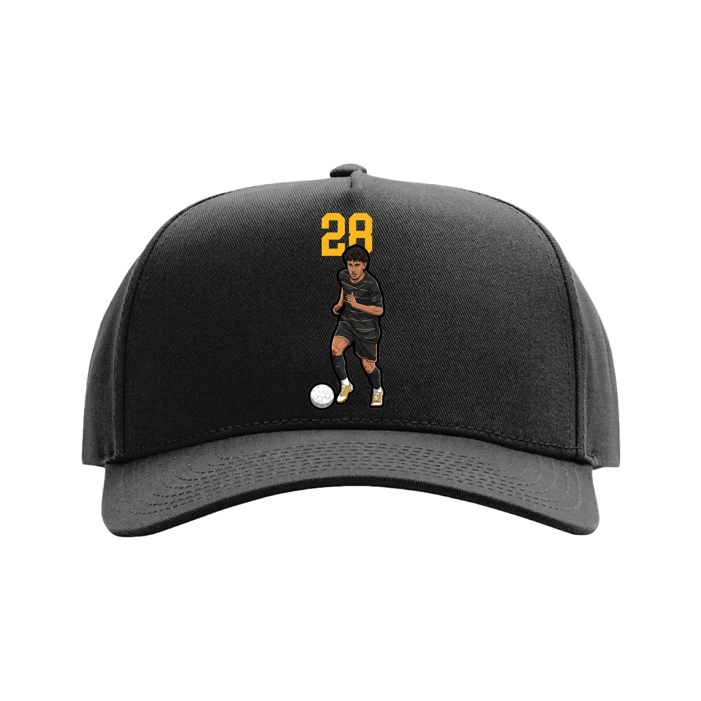 Full Fabric Five-Panel Champ Cap — Number Top in Black