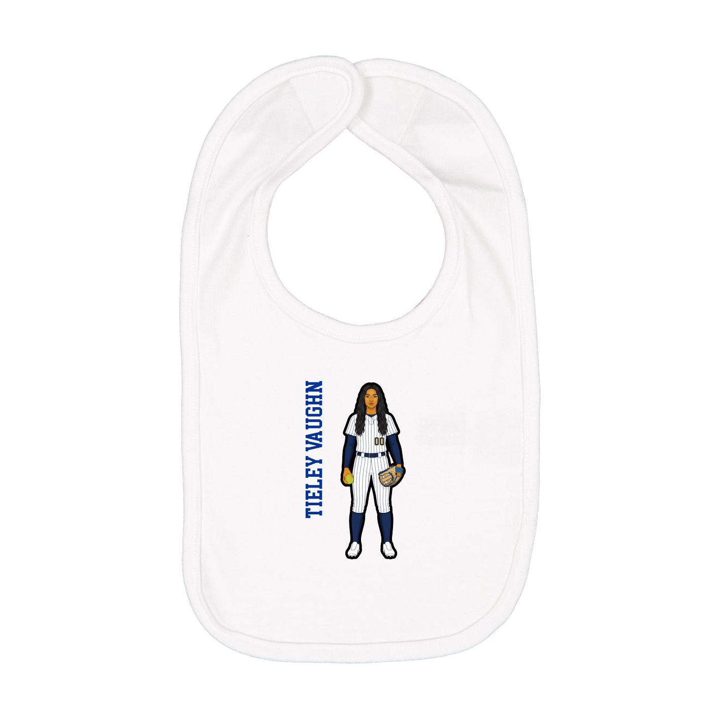 Infant Bib — Name Vertical in White